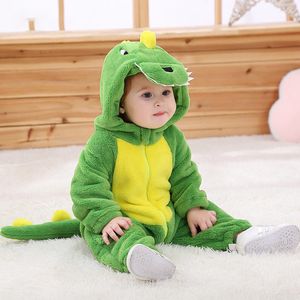 Rompers 5t doğumlu bebek yeşil dinozor pijama romper kız bebek kıyafetleri kış sıcak hayvan kostüm kıyafeti kapüşonlu tulumlar tulum 230209
