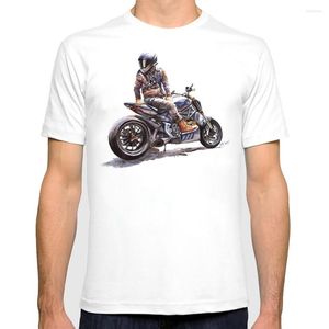 Erkek Tişörtleri Vintage Erkek Motosiklet Suluboya Sanatı Baskı T-Shirt Yaz K100 Motosiklet Hipster Tişört Beyaz Günlük Kıyafetler