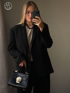 Kadın Suit Blazers Dushu Suit Ceket Kadınlar Sonbahar Retro Highquality Ofis Lady Style Düz Renk Gevşek Tip Kadın 230209