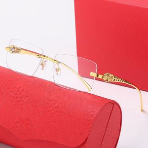Güneş gözlükleri moda markası leopar güneş gözlükleri unisex enfes jaguar metal dot boya zanaat çerçevesiz dikdörtgen optik gözlükler çerçeve toptan