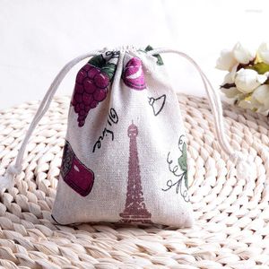 Takı Torbaları Pamuk Keten Hediye Çantası 9x12cm Doğum Günü Partisi Düğün Favor Tutucu Neckalce Bileklik Bileklik Muslin Ambalaj Koşusu