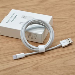 USB C Şarj Kablosu Uzun Yüksek Hızlı Tip C Kablolar 1m 2m 6ft 2.1a Mikro-USB Veri Senkronizasyon Şarj Kablosu Beyaz