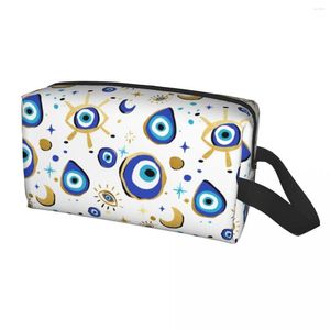 Косметические сумки Средиземноморская синяя и золотая сумка для глаз для глаз для Hamsa Nazar Amulet Boho Toolation