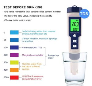 Meters Tds Meter Digital Ph Water Quality Tester ECSALT Temperature Detector Professional Pen Type Test For Pools Aquariums 1PC9039248