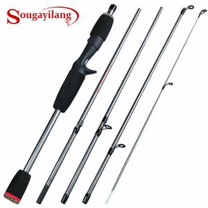 Boat Fishing Rods Sougayilang 5 Section Spinning Casting Speed Fishing Rods Ultralight Weight Carbon Fiber for Travel Freshwater Fishing Pesca J230211