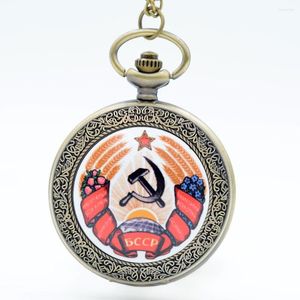 Cep Saatleri Vintage Vintage Emblem Earthle Hammer Buğday CCCP Dome Kuvars İzle Analog Kolye Kolye Erkek Kadın Hediye Reloj