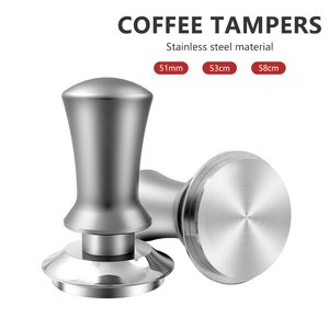 Tokmaklar 51mm/53mm/58mm Paslanmaz Çelik Espresso Kahve Sabotaj Tozu Çekiç Presleme 30lb Yaylı Kahve Gereçleri Aksesuarları 230211