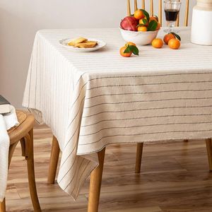 Table Cloth Cotton And Linen Tablecloth For Retro Striped Coffee Cover Nordic Rectangular Home Decor