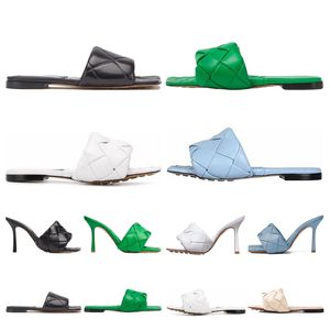 Lido lüks bayan sandaletler tasarımcısı yaz bowknot düz terlik slaytlar kare yüksek topuklu tabakalar bayanlar yastıklı deri elbise ayakkabıları kadın scarpe düğün topuk 9cm 34-42