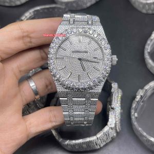 Новейшие мужские часы в стиле хип-хоп 2023 года с большой бриллиантовой рамкой, высококачественные блестящие часы с гальваническим покрытием, бриллианты CZ с полным бриллиантовым циферблатом