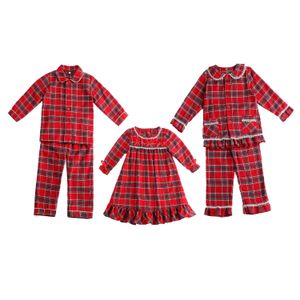 Pijama toptan bebek kıyafetleri tartan pazen yürümeye başlayan çocuk, eşleşen aile çocukları erkek kız Noel pijamaları 230213