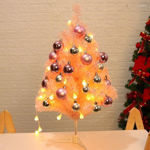 Noel dekorasyonları 60cm yapay pembe ağaç süsleri mini kiraz çiçeği LED ışık yıl Noel ofis el dekorasyon hediyesi