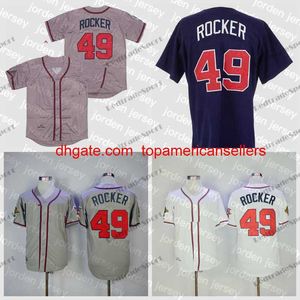 Özel Beyzbol Formaları Erkek John Rocker #49 Vintage 1995 Dikişli Gömlek Beyaz Kırmızı 1999 WC Gray Jersey