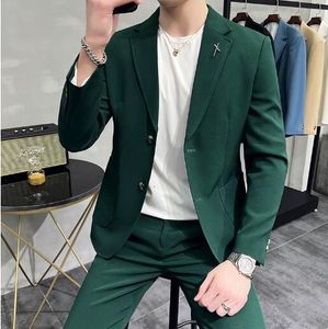 Мужские костюмы Blazers Mens осени тонкая повседневная единица Slim Fit Coat Pat Blazer Top 230213