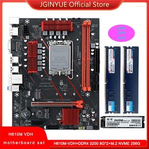 Anakartlar Jginyue H610 LGA1700 Combo Set DDR4 3200 (8G 2) RAM ve M.2 NVME 256G SSD Masaüstü H610M-VDH