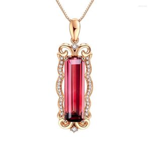 Catene Girocolli per collana da sposa con ciondolo in cristallo rosso CZ color oro rosa per le donne Drop regalo all'ingrosso di gioielli da donna
