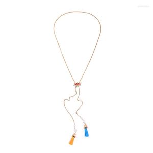 Ketten Massenpreis Böhmen Orange Blau Baumwolle Acryl Halsketten Anhänger 2023 Ethnische Lange Kette Halskette Für Frauen Schmuck