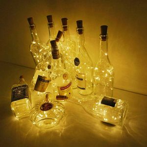Şarap şişesi ip ışıkları Cork 20 LED su geçirmez pille çalıştırılan mantar ışıkları gümüş tel mini peri ışıkları likör şişeleri diy partisi bar Noel tatili crestech