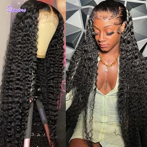 Hair band DOMINO Deep Wave Frontal Lace Front Human s Water Kinky Curly 13X4 Transparent for Women 4X4 Clre 230214