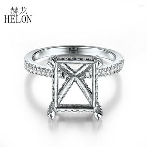 Кластерные кольца Helon Cushion Cut 11x9 мм Сплошное 14 -километровое белое золото 0,5CT натуральные бриллианты Полура