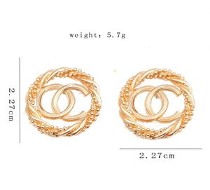 Karışık Basit 925 Gümüş Lüks Marka Tasarımcıları C Harfleri Damızlık H Geometrik Ünlü Kadınlar Yuvarlak Kristal Yapay Elmas İnci Küpe Düğün Parti Jewerlry 20style