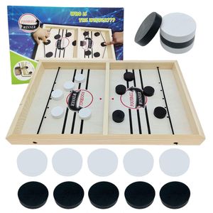 POPOOSBOL Fast Sling Puck Puck Pitted Wooden Table Hockey Games Games Interactive Chess Toys for Adult Children Board Battle Board Game 230213