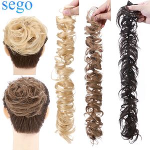 Bangs SEGO 32g Remy Real Human Hair Chignon Messy Bun Scrunchies Rubber Band Haarband Updo Donut Roller tails 230214