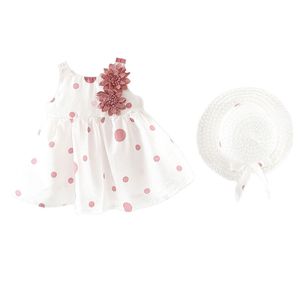 Kız Elbiseleri 2023 Moda Yaz Doğum Giysileri 13T Yaşlı Dot Yay Bebek Tatlı Çiçekler Kız Bebek Prensesi 230214