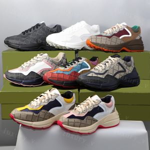 With Box Designer Sneakers Shoes Designer Casual Shoes Rhyton Sneakers Women Shoe Trainer Strawberry Wave Mouth Tiger Web Print