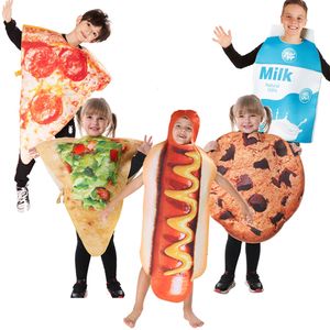 Costume a tema Costumi per bambini Cibo per bambini Costume divertente per Purim Carnevale Ragazzi Cane Cosplay est Pizza Latte e biscotti Costume 230214