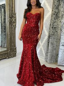 Sparkly Sequined Evening Party Dress Black Sweetheart Sequined Backless Women Prom Prom Plort Plate Robe de Soiree 2023 Vestidos