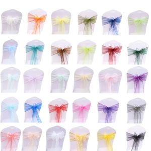 Sashes 50PCslot Wedding Chair Decoration Organza Knot Bands Bows For for Party Banquet Event Decors 230213