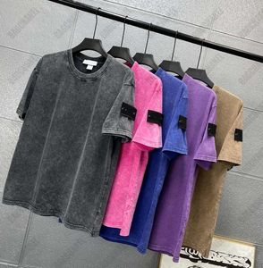 Мужские футболки женские дизайнерские двойная пряжа стирать винтажная рабочая одежда с коротким рукавом футболка модная летняя толстовка с круглым вырезом
