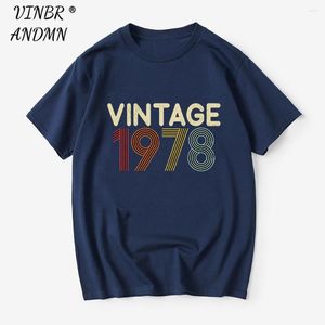 Erkek Tişörtleri Vintage 1978 Sıkıntılı Retro Solma 44. Doğum Günü Hediye Partisi Gömlek Pamuk Artı Beden Erkek Kadın Giysileri O Boyun Kısa Kollu Üst