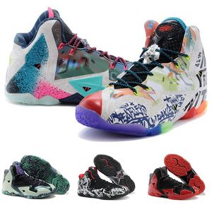 Mens what the lebron 11 basketball shoes graffiti Christmas South Beach Kings Pride Black Red Bred Green sneakers tennis size us 7-us 12