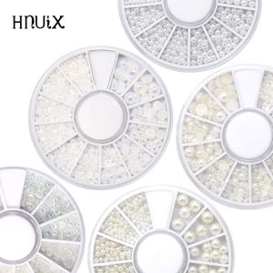 Украшения для ногтей Hnuix Mix размеры белые наконечники Half Pearls 3D Beads Coremer Diy красавица салон маникюр 230214