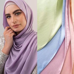 Sciarpe Moda Bandana Fascia Hijab Raso di seta Crepe Sciarpa pieghettata Donna Musulmano Foulard Avvolge Foulard Turbante 1PC Vendita al dettaglio