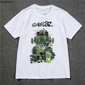 Erkekler tişörtleri gorillaz t gömlek uk rock grubu gorillazs tshirt hip-hop alternatif rap müzik tişört tişört şimdi yeni albüm tişört saf pamuk l230215