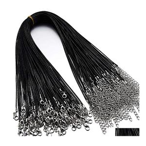 Chains Black Leather Cord Rope Chain Necklace Waxed Lobster Claw Clasp Bk For Jewelry Making String Diy Accessories Drop Delivery Fi Dhtup