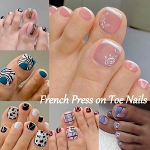 Ложные гвозди 24pcs Summer Press On Fake Nail Tip