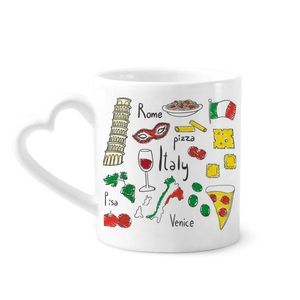Кружки Италия Ландшафт склоняющейся башни пиза Кофейная керамика Керамическая чашка с сердечной ручкой 12 унций