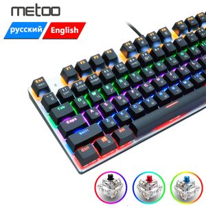 Клавиатуры Metoo Gaming Механическая клавиатура Проводная клавиатура 104/87 с светодиодной подсветкой черной красной синей выключатель для компьютерного ноутбука Pro Gamer T230215