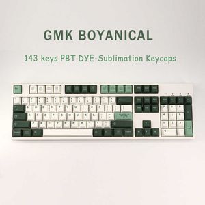 Klavyeler 143 Anahtarlar GMK Botanik Key Kapaklar PBT Boya Subimasyon Mekanik Klavye Key Körfezi MX Switch için Kiraz Profili T230215