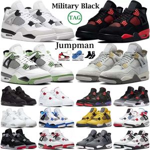 Mens womens 4 4s basketball shoes Jumpman Military Black Cats Canvas Seafoam Sail White Oreo University Blue Fire Red Thunder men trainers sports sneakers