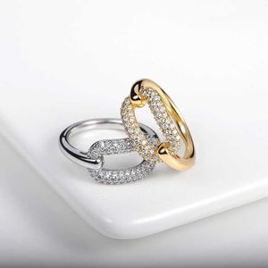 Anéis de banda 2021 Cubic Zirconia Cuban Link Rings for Women Wedding Crystal Jewelry Stackable Ring Ring Casal Gifts Anilos Mujer BFF G230213