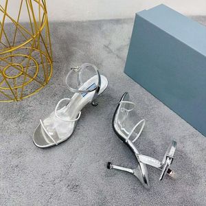 Zapatillas de tacón alto para mujer, sandalias de novia de seda con disco de diamante de cristal a la moda, zapatos de vestir sexis a la moda de 9cm, talla 35-41