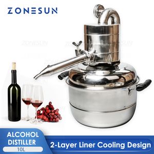 Zonesun 10L Distiller Alkol içen bar ev tesisleri şarap damıtılmış su büyük kapasiteli votka üreticisi demleme viski