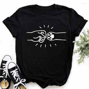 Kadın Tişörtleri Zoganki Kadın Siyah Tshirt Kadın Grafik Köpekler Paws Anne Karikatür T-Shirts Sevimli Yaz 90'lar Lady Girls Giyim Tees Baskı