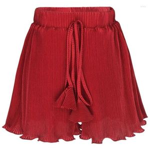 Erkek Şort Moda 2023 Yaz Kadın Bohem Plajı Pantolon Kırmızı Dantel Yukarı Çizilmiş Buz İpek Bloomers Pantolon