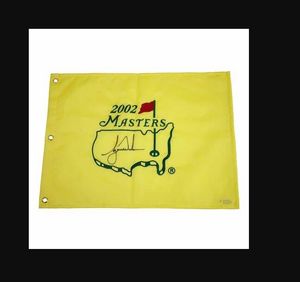 WOODS İmzalı İmzalı İmzalı otomatik Koleksiyonluk MASTERS Açık golf rozeti bayrağı